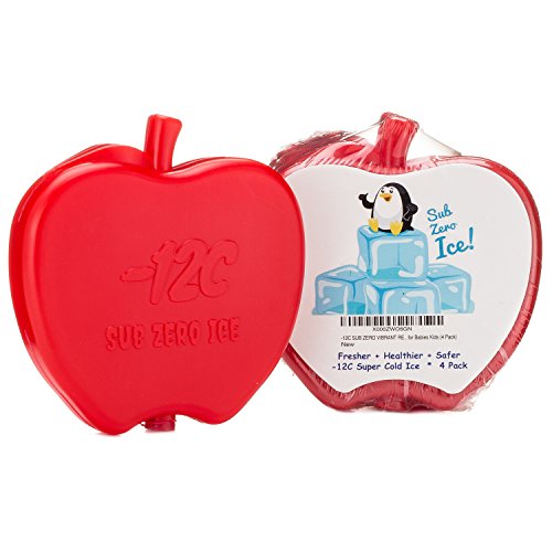 ICE PACK for LUNCH BOX BAG Cute Vibrant Red Apple Super Cool Leakproof Easy to Find and Clean ICE PACK for Healthier Fresher Safer Food Sandwiches Drinks Milk Kids Toddlers Children 4 Pack