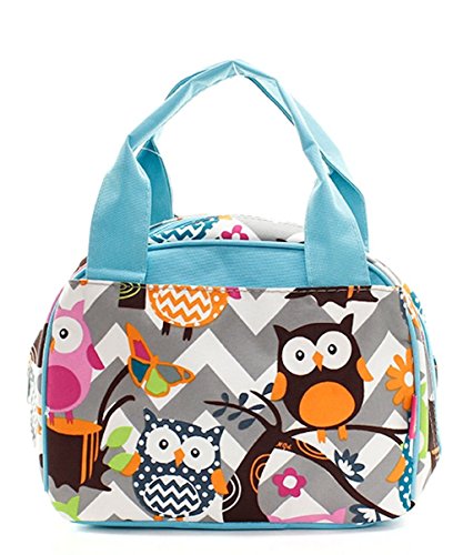 N Gil Women and Childrens Insulated Lunch Bag Owl GreyAqua