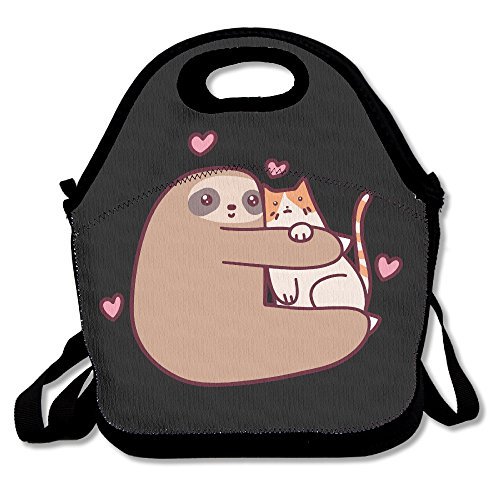 Sloth Loves Cat Lunch Box Bag For Kids And Adultlunch Tote Lunch Holder With Adjustable Strap For Men Women Boys GirlsThis Design For Portable Oblique Crossdouble Shoulder
