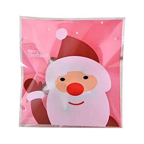 100PC Candy Gift Bags Christmas Santa Cookies Bags Portable Storage Containers Kids Candy Pouch Bag C