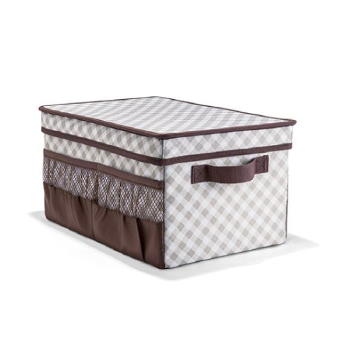 Thirty One Flip-Top Organizing Bin in Taupe Gingham - 4356