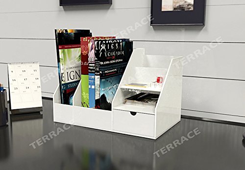 White Acrylic magazine book rackjewelry drawer organizerLucite HomeOffice Desk Accessories Organizer