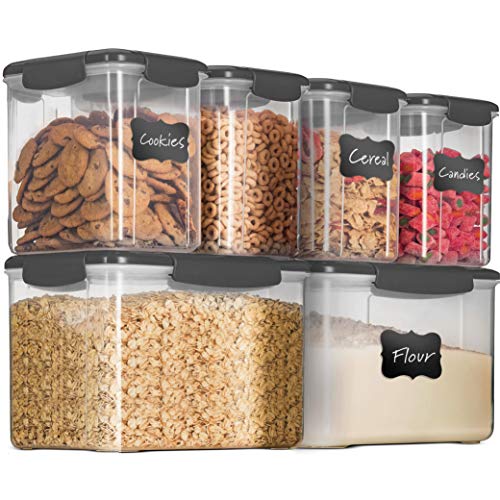 12Piece Airtight Food Storage 6 Containers With 6 Lids  BPAFREE Plastic Kitchen Pantry Storage Containers  DryFoodStorage Containers Set For Flour Cereal Sugar Coffee Rice Nuts Snacks Etc