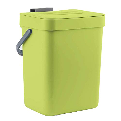 LALASTAR Food Waste Basket Bin for Kitchen Small Countertop Compost Bin with Lid OdorFree Food Scrap Container Wall Mounted Garbage Can 3L08 Gal Green