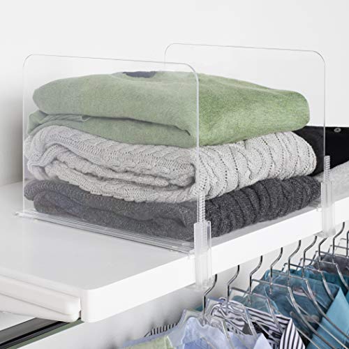 Richards Shelf dividers for Closet Organizer and Storage Set of 4 Clear 4 Piece