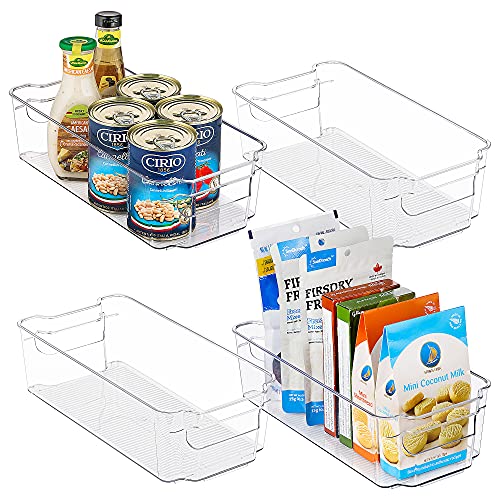 Refrigerator Organizer Bins Vtopmart 4 Pack Medium Clear Plastic Food Storage Bin with Handle for Freezer Cabinet Fridge Kitchen Pantry Organization and Storage BPA Free 125 Long