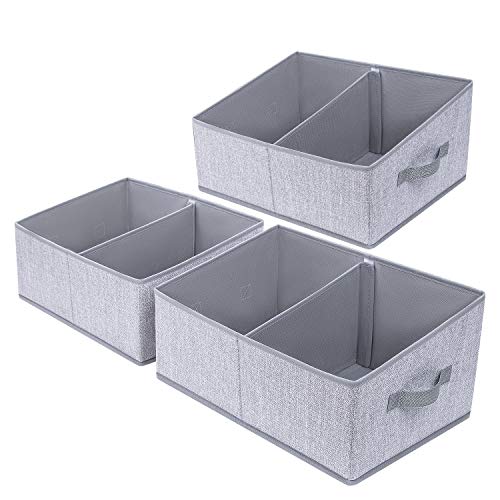 DIMJ Closet Baskets 3 Packs Trapezoid Storage Bins Foldable Fabric Baskets for Clothes Baby Toiletry Toys Towel DVD Book