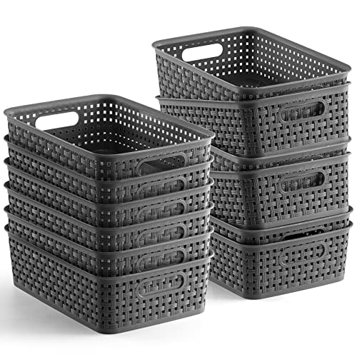 12 Pack  Plastic Storage Baskets  Small Pantry Organization and Storage Bins  Household Organizers for Laundry Room Bathrooms Bedrooms Kitchens Cabinets Countertops Under Sink or On Shelves