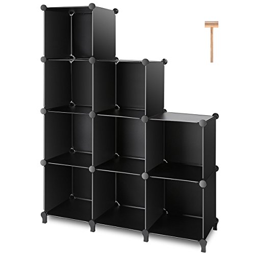 TomCare Cube Storage 9Cube Closet Organizer Shelves Plastic Storage Cube Organizer DIY Closet Organizer Storage Cabinet Modular Book Shelf Shelving for Bedroom Living Room Office Black