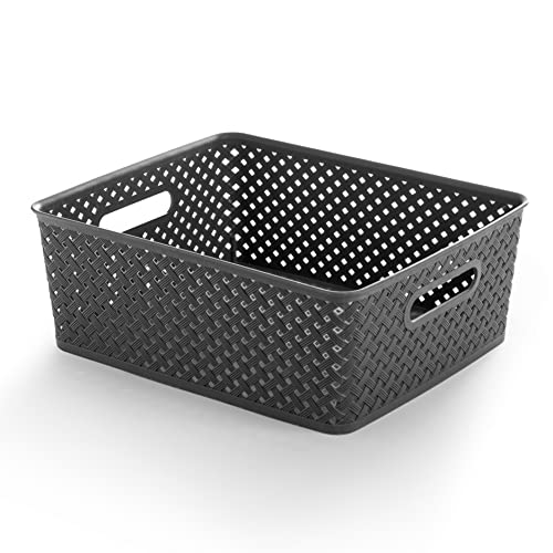 BINO Woven Plastic Storage Basket Large (Grey)