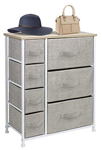 Sorbus Dresser with Drawers  Furniture Storage Tower Unit for Bedroom Hallway Closet Office Organization  Steel Frame Wood Top Easy Pull Fabric Bins (Beige)