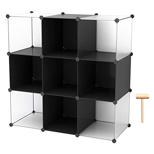 CAHOME Cube Storage Organizer 9Cube Shelves Units Closet Cabinet DIY Plastic Modular Book Shelf Ideal for Bedroom Living Room Office 366 L x 124 W x 366 H Black Cross