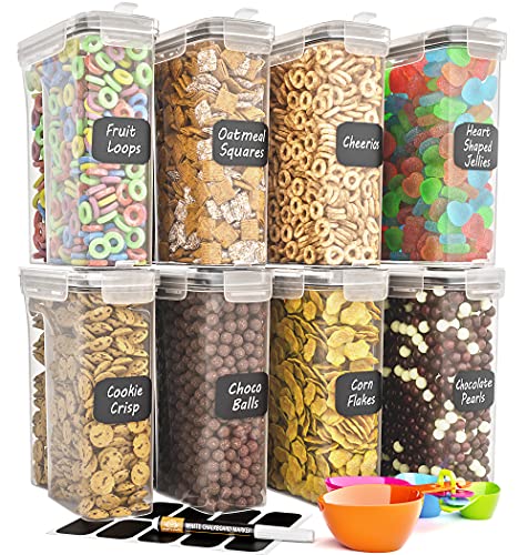 Cereal Containers Storage Set of 8 (1014oz)  Premium Airtight Food Storage Containers for Kitchen Organization  Includes Labels Spoon Set  Pen  Kitchen Containers best for Flour  Rice