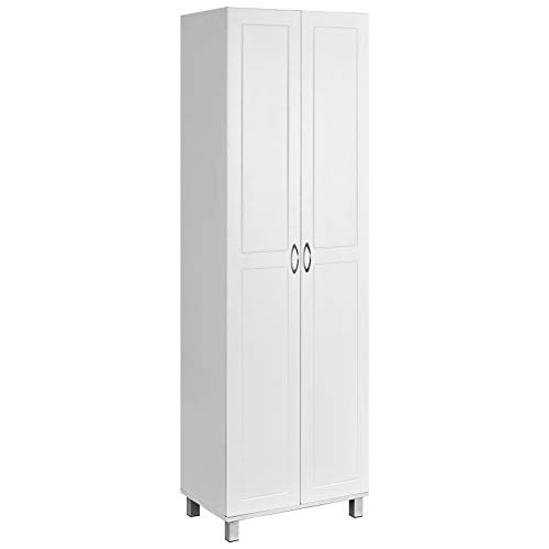 Giantex Kitchen Pantry Cabinet 2 Door Cupboard with 5 Shelves Storage Organizer for Kitchenware Utensil Utility Storage Cabinet (White)