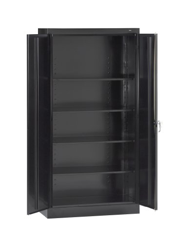 Tennsco 7224 24 Gauge Steel Standard Welded Storage Cabinet 4 Shelves 200 lbs Capacity per Shelf 36 Width x 72 Height x 24 Depth Black