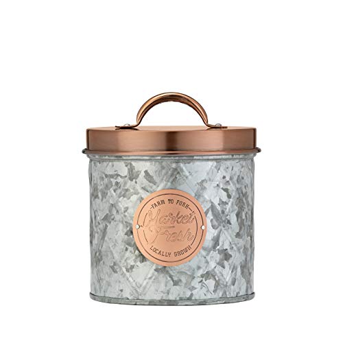 Amici Home Bristol Storage Canister Metal Can 52 Fluid Ounces Galvanized and Copper