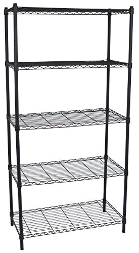 Internets Best 5Tier Wire Shelving  Flat Black  Heavy Duty Shelf  Wide Adjustable Rack Unit  Kitchen Storage