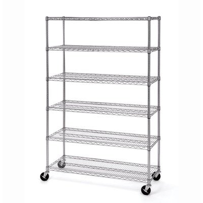 Seville Classics UltraDurable CommercialGrade 6Tier NSFCertified Steel Wire Shelving with Wheels 48 W x 18 D x 72 H Chrome x x