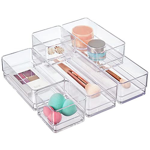 STORi Clear Plastic Vanity and Desk Drawer Organizers  6 Piece Set