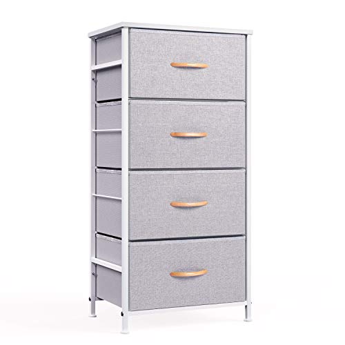 ROMOON 4 Drawer Fabric Dresser Storage Tower Organizer Unit for Bedroom Closet Entryway Hallway Nursery Room  Gray