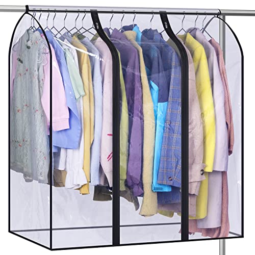 MISSLO 40 Hanging Garment Bags for Closet Storage Clear Garment Rack Cover Bottom Enclosed Cloth Cover Hanging Clothes Storage Bag Waterproof Clothes Protector for Suits Coats Sweaters Shirts