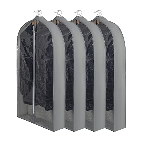 Hanging Garment Bags 6 Gusseted  40 Clear Clothing Storage Suit Bags  Breathable Fabric Clothes Storage Containers  Strong Zipper Closet Hanging Garment Clothes Cover