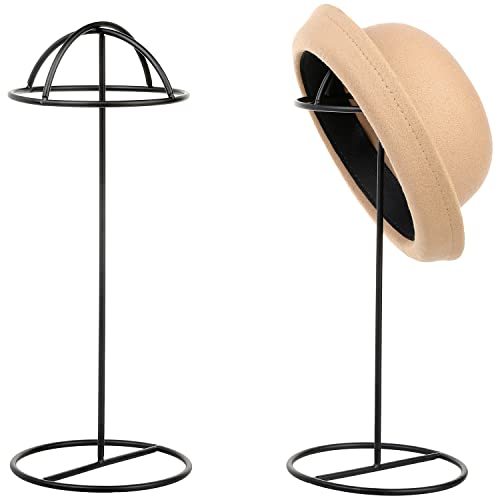 MyGift Wire Hat Stand Modern Matte Black Tabletop Metal Hat RackWig Holder Display Stand Set of 2