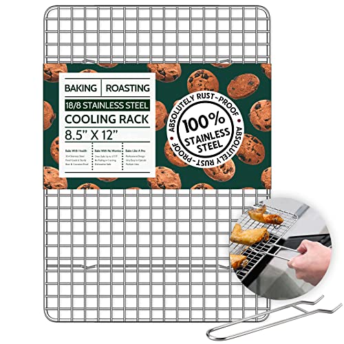 188 Stainless Steel Cooling Rack for Baking with Lifting Handle 85x 12 Baking Rack Oven and Dishwasher Safe Wire Rack for Cooking Roasting Grilling Fits Quarter Sheet Pan