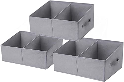 DIMJ Storage Bins Trapezoid Storage Bins Closet Storage Baskets for Shelves Storage Box with Handles Divider Open Storage Bins Foldable Storage Cubes for Clothes Jeans Books Toys Office Home Organization