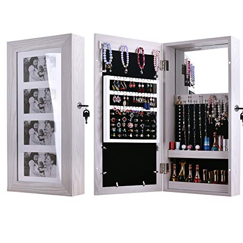 Bonnlo Jewelry Armoire with Photo Frame 2362 x 1181 x 355 inch Key Storage Cabinet Wall Mount
