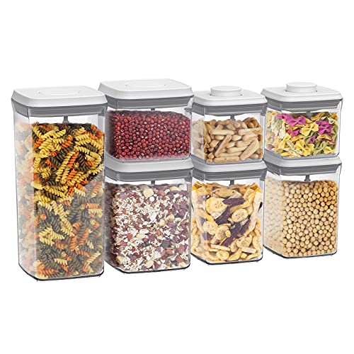 Airtight Food Storage Containers Set  ANVAVA 7Pieces Kitchen Pantry Organization and Storage Containers OneButton Opening Clear Plastic Storage Canisters with Airtight Lids BPA Free