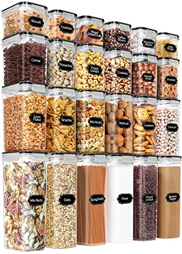 Airtight Food Storage Containers Set with Lids  24 PCS BPA Free Kitchen and Pantry Organization PRAKI Plastic Leakproof Canisters for Cereal Flour  Sugar  Labels  Marker Black