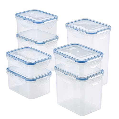 LocknLock Easy Essentials Food Storage lidsAirtight containers BPA Free 14 Piece  Tall Rectangle Clear