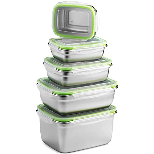 Stainless Steel Food Storage Containers  Leak Proof  Airtight Lids  Set of Containers BPA Free that are Dishwasher  Freezer Safe