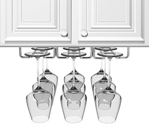 Sorbus Under Cabinet Wine Glass Rack and Stemware Holder  3 Rows Holds up to 9 of Your Most Delicate Glassware