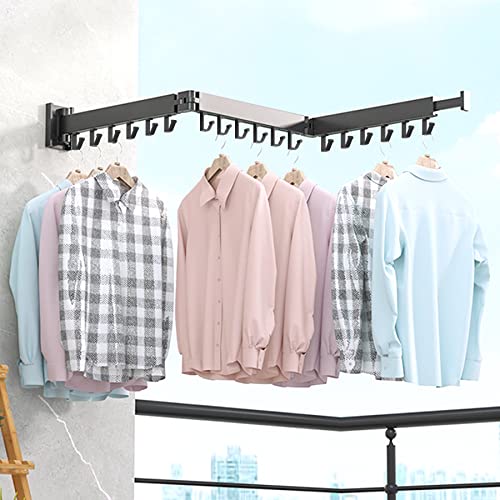 Wall Mounted Clothes Hanger Rack Retractable Clothes Drying RackSpaceSaver Laundry Drying RackCollapsible  for LaundryBalcony Mudroom BedroomDark Grey Colorsh02