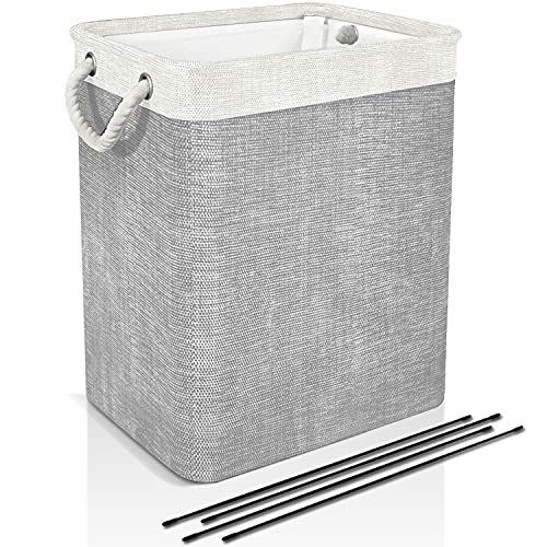 DYD Laundry Basket with Handles  Brackets Large Hamper for Kid Girl Collapsible Washing Bin Builtin Lining for Bedroom Dorm Toy Clothing Storage