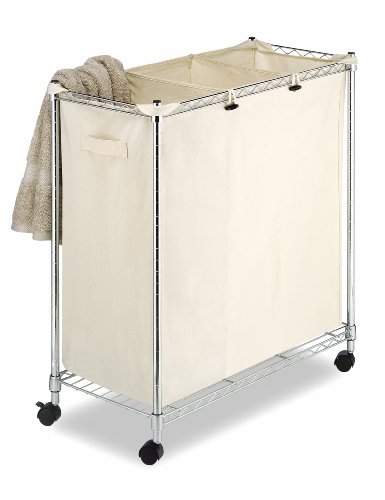 Whitmor 3 Section Rolling Supreme Laundry Sorter with Removable Canvas Bags