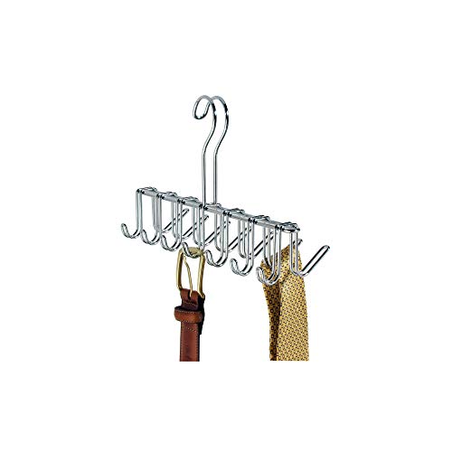 iDesign Classico Metal Tie Hanger Hanging Closet Organization Storage Holder for Belts Mens Ties Womens Shawls Pashminas Scarves Clothing Accessories Horizontal Rack