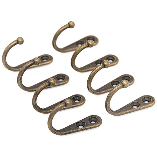 8 PCs Antique Brass Wall Mounted Single Prong Hooks  Wall Hook  Hat Hangers Robe Hooks for Scarf Bag Towel etc
