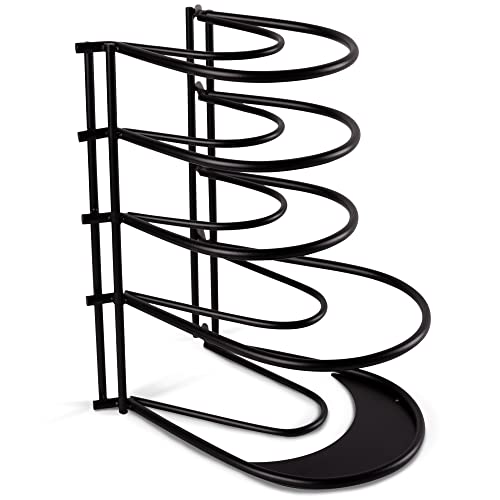 Pan Organizer Rack  60 to 100LBS Capacity Extremely Heavy Duty  8mm Thick Made in India  MatteBlack 127Tall 5Tier SpaceSaving Kitchen CounterCabinet Storage for Cast Iron Cookware Skillets Pots Dishes Plates and Lids