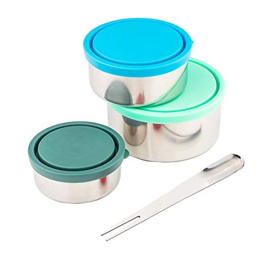 Timiuu Stainless Steel Lunch Box Food Storage Containers with Leakproof Lids  Reusable Snack Food Nesting Containers for Kids or Adults  Set of 3 EcoFriendly BPA Free  5oz 8oz 16oz