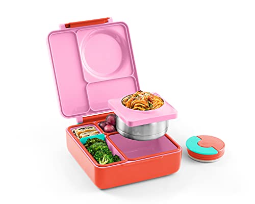 OmieBox Bento Box for Kids  Insulated Bento Lunch Box with Leak Proof Thermos Food Jar  3 Compartments Two Temperature Zones (Single) (Packaging May Vary)