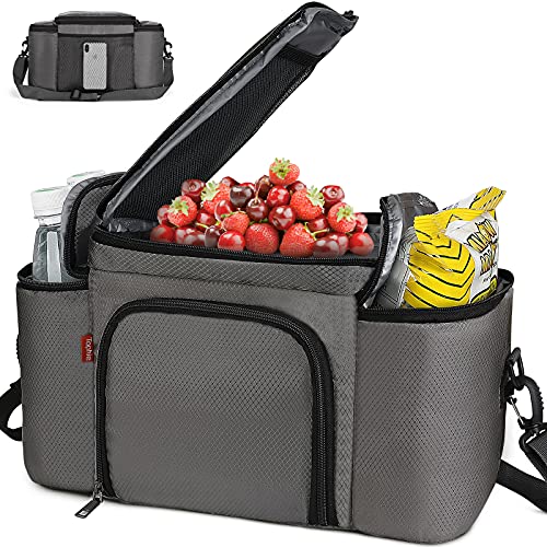 Tophie Insulated Lunch Bag for Men and Women 15L Lunch Box Waterresistant with Removeable Shoulder Strap Reusable Large Lunch Tote Bag for WorkSchool（NO CONTAINERS）
