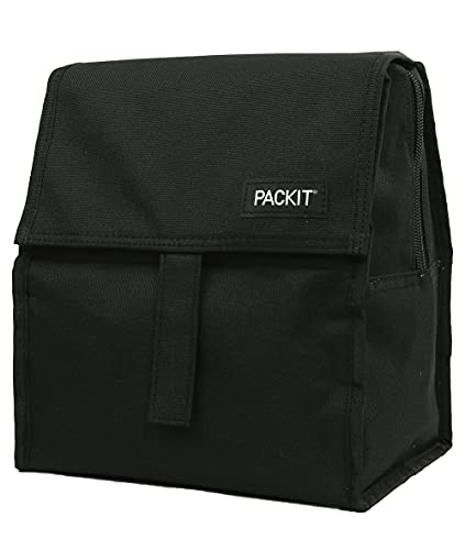 PackIt Freezable Lunch Bag with Zip Closure Black