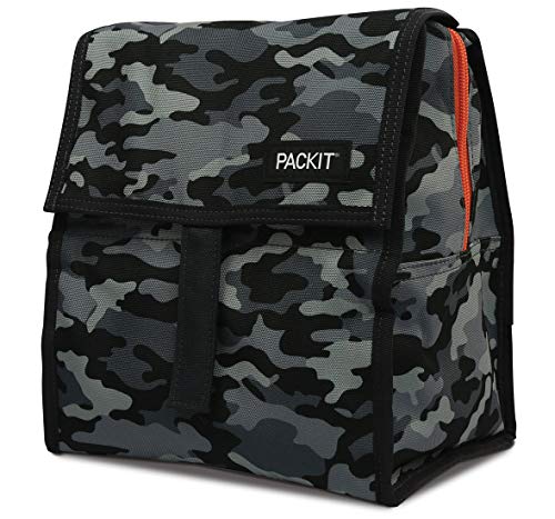 PackIt Freezable Lunch Bag with Zip Closure Charcoal Camo