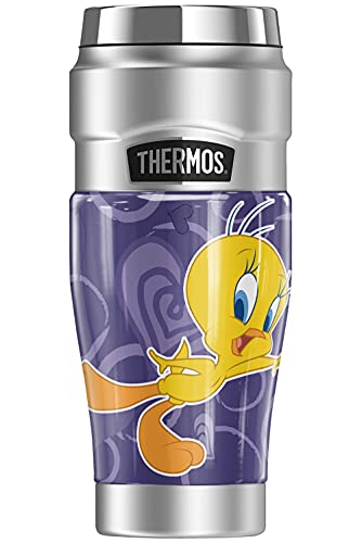 Looney Tunes Tweety Heart Pattern THERMOS STAINLESS KING Stainless Steel Travel Tumbler Vacuum insulated  Double Wall 16oz