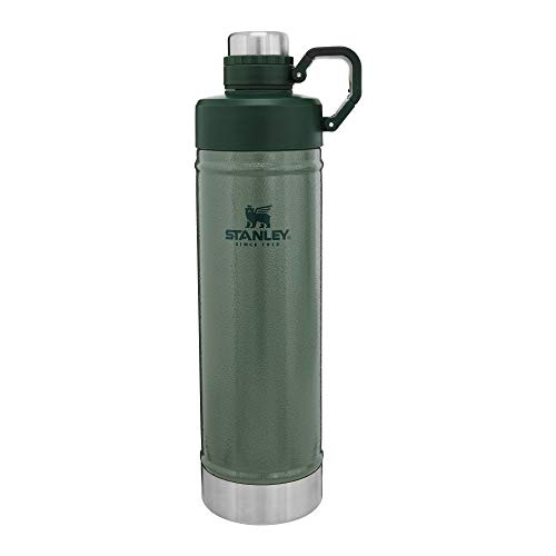 Stanley Classic EasyClean Water Bottle with Never Lose Hinged Leak Proof Lid Stainless Steel Thermos for Cold Beverages Wide Mouth Insulated Thermos  Hammertone Green 25OZ  75L