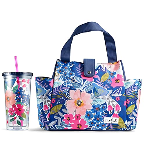 Fit  Fresh Westport Insulated Lunch Bag  Meal Kit Lunch Bag for Women with 2 Food Containers  Matching Tumbler Bottle Reusable Lunch Box Perfect for Work School Beach  More Tabitha Floral