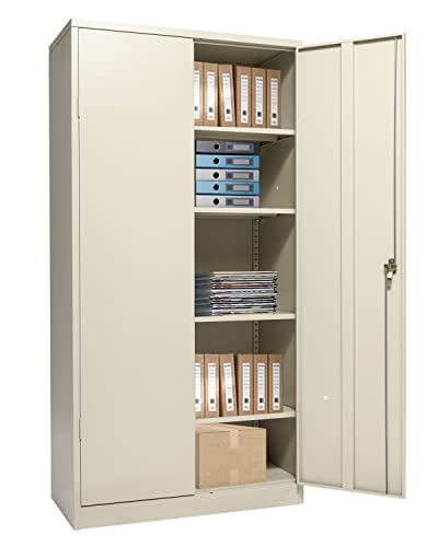 Metal Storage Cabinet with Locking Doors and 4 Adjustable Shelves 7205 H x 3622 W x 1811 Steel Utility Cabinets for Garage Home Office Kitchen Pantry Classroom Easy Assemble Grey